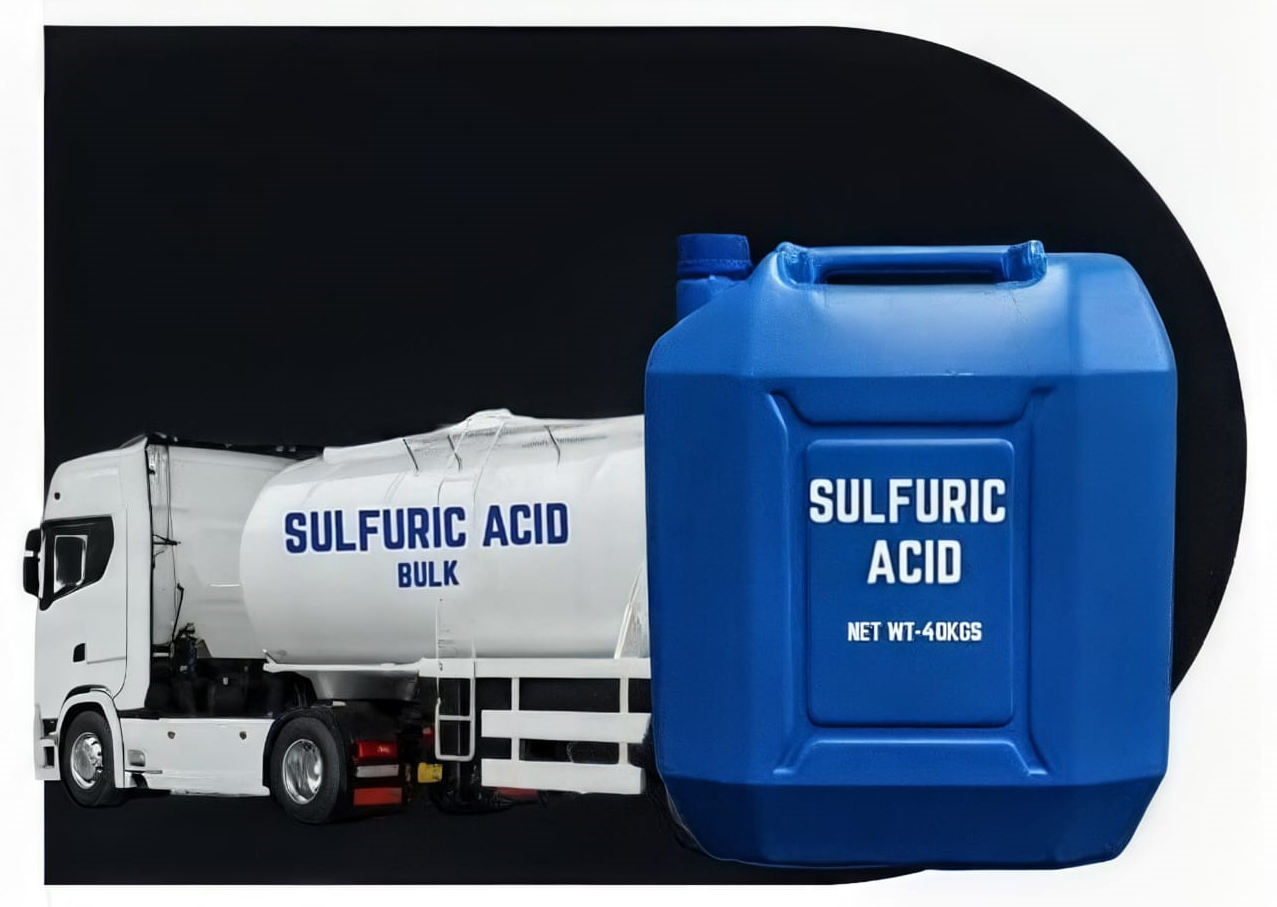 Sulfuric acid in industrial container
